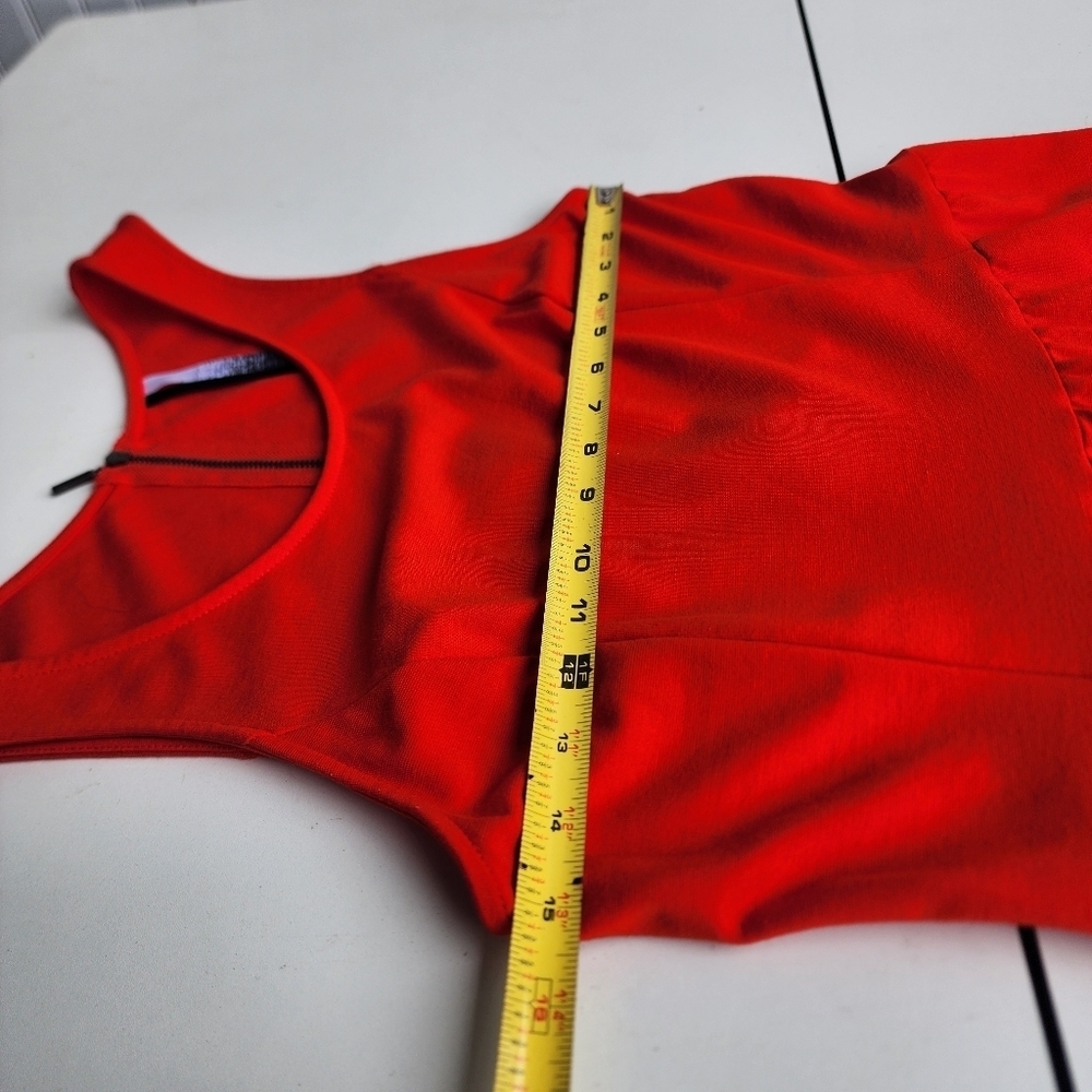 Kensie Womens Red Black Fit And Flare Dress Sleeveless Stretch Zip Back Sz M - Picture 11 of 15